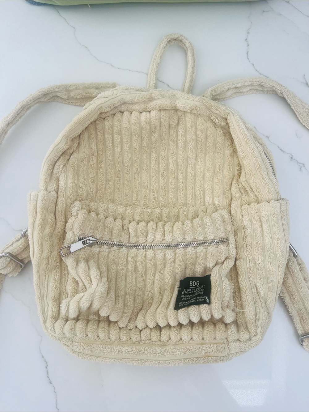 Urban Outfitters BDG Cream Corduroy Ribbed Mini Backpack